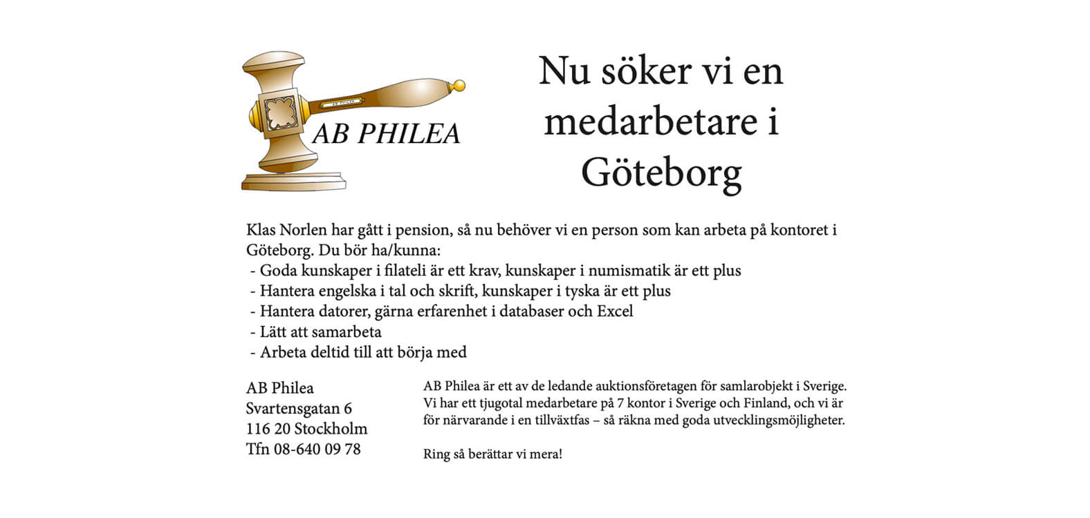 Läs mer om artikeln Vill du jobba hos AB Philea – i Göteborg?